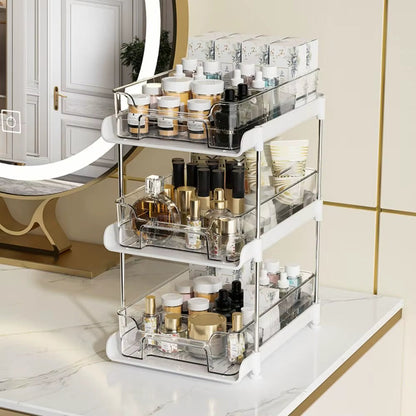 LuxStack™ Clear Acrylic Pull-Out Organizer – 2-Tier/3-Tier Under Sink & Counter Storage Rack