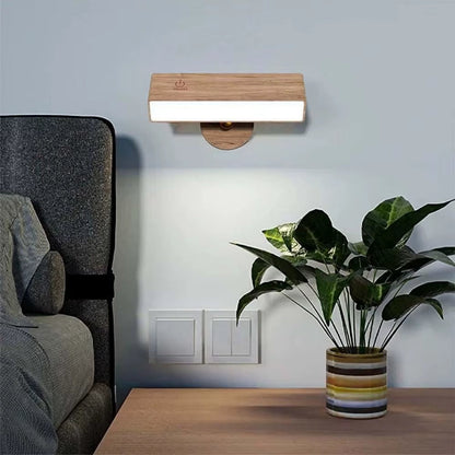 Rechargeable LED Wall Sconce – Cordless Wooden Light for Cozy Modern Spaces