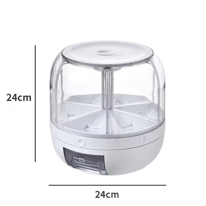 FreshKeep™ 360° Rotating Rice & Grain Dispenser – 6KG Airtight Moisture-Proof Food Storage Container